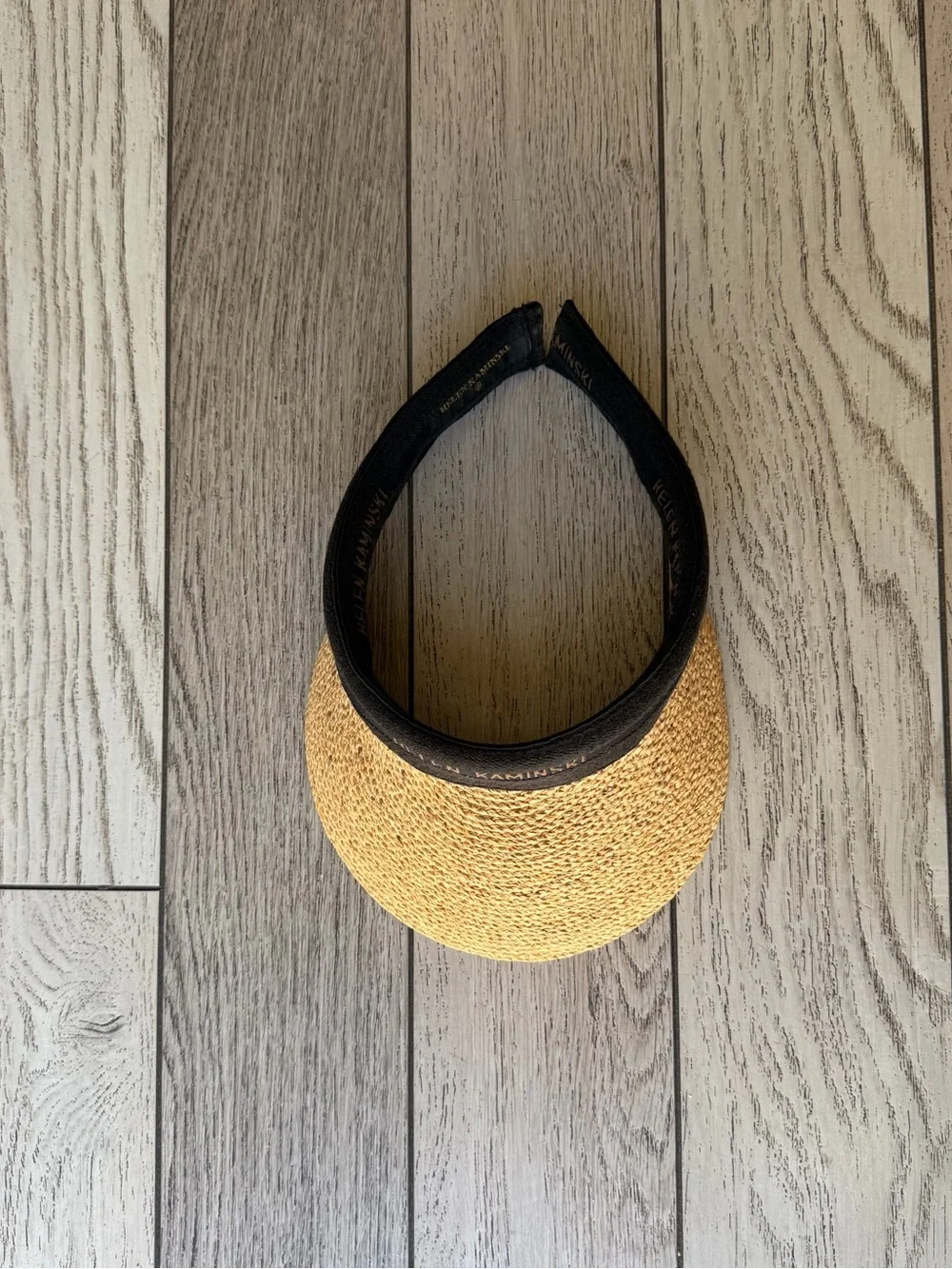 Helen Kaminski logo-embroidered raffia visor   O/S